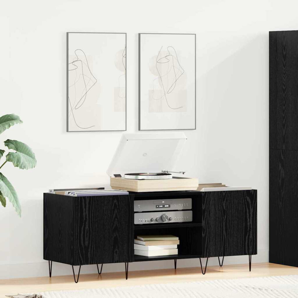 Vidaxl Record Cabinet With Shelf With Door Oak 121 X 38 X 48 Cm Black