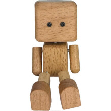 (Unscented, Beech) Magicgift Shaking Feet Wooden Doll,Shaking Wooden Man Figurine,Wood Car Desktop Decoration,Handmade Car Dashboard Accessories