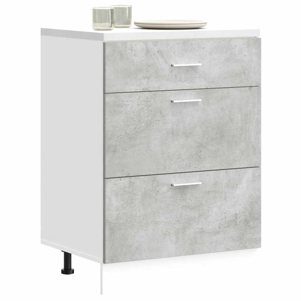VIDAXL - Kitchen Base Cabinet - Lyon - Grey - 60 x 46 x 81.5 cm - Image 2
