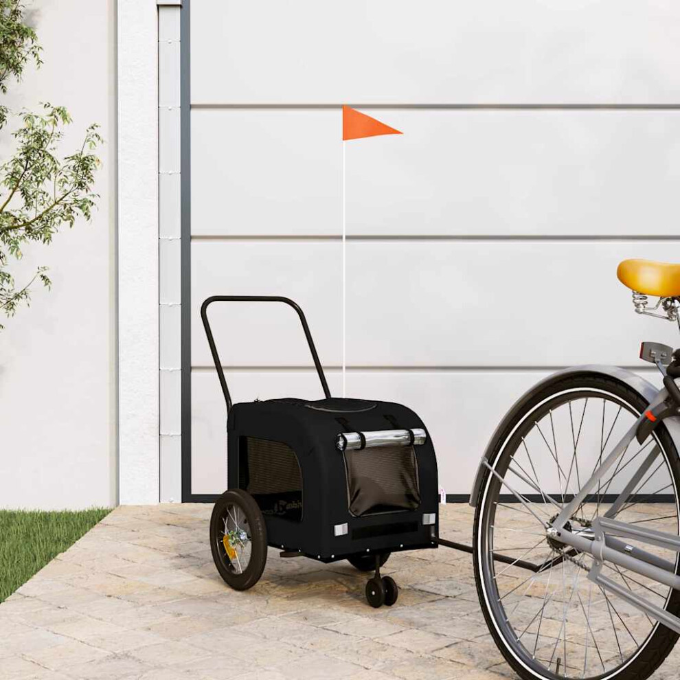 Vidaxl Pet Bike Trailer Black 125 X 53 X 54 Cm Oxford Fabric And Iron