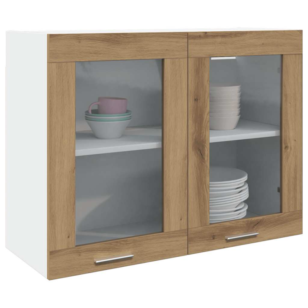 vidaXL - Hanging Glass Cabinet - Lyon - Oak - 80x31x60 cm - Image 2