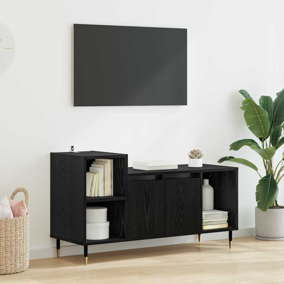 Vidaxl Tv Cabinet Black Oak 100 X 35 X 55 Cm Engineered Wood