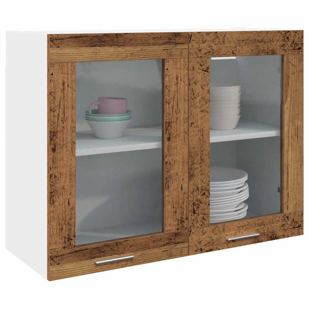 Vidaxl Hanging Glass Cabinet Lyon Old Wood 80X31x60 Cm Engineered Wood