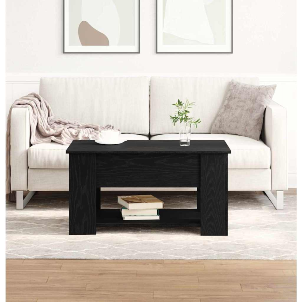 Vidaxl Coffee Table Black Oak 79 X 49 X 41 Cm Engineered Wood