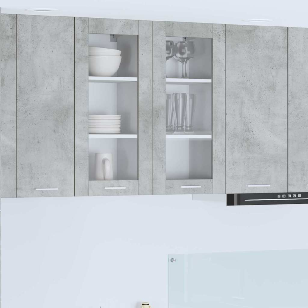 Vidaxl Hanging Cabinet With Door 2 Pcs Concrete Grey 40 X 31 X 80 Cm