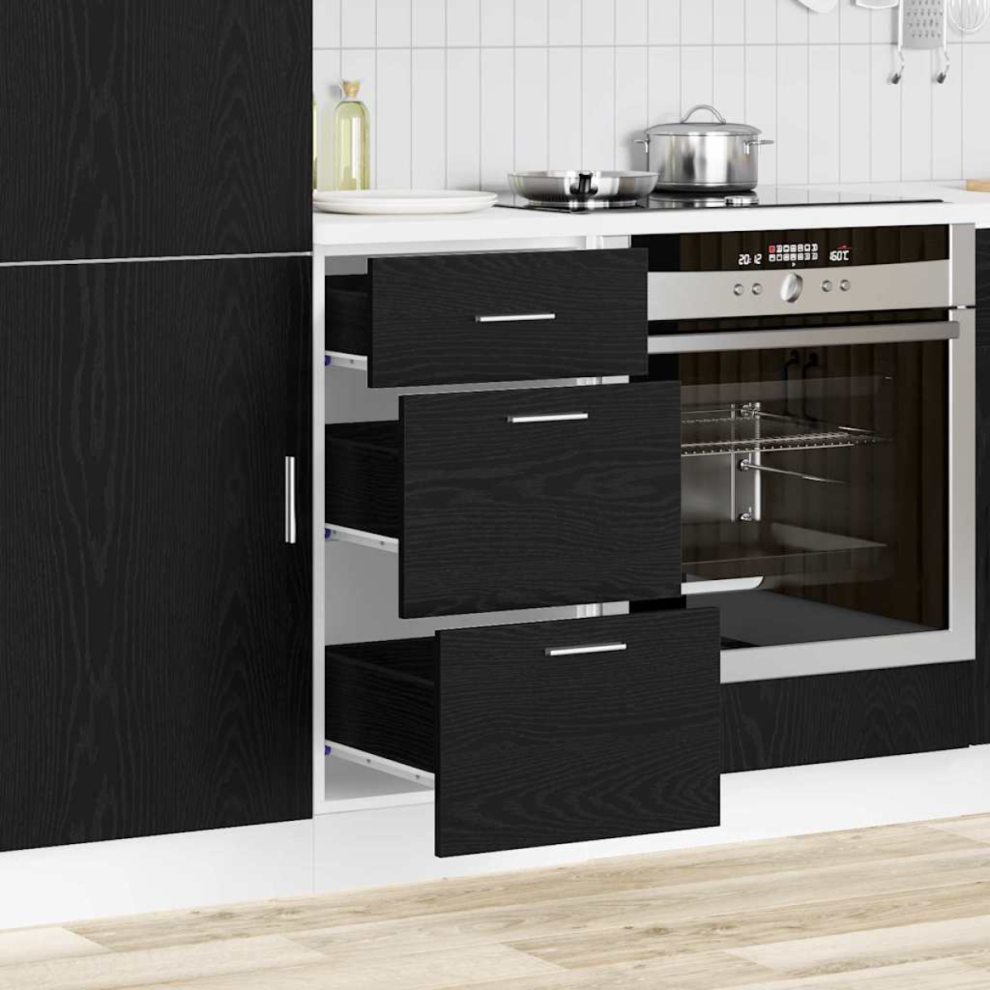 Vidaxl Kitchen Base Cabinet With Drawer Black Oak 40 X 46 X 81.5 Cm