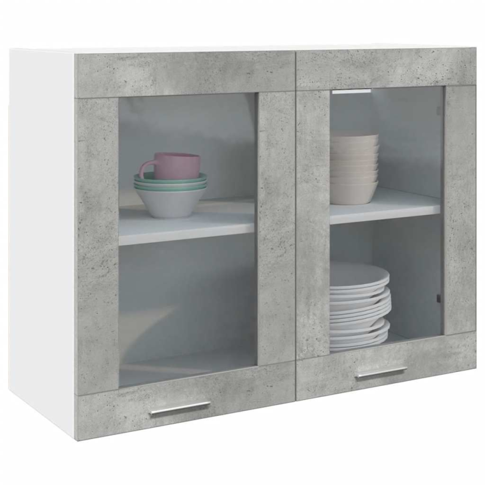 Vidaxl Hanging Glass Cabinet Lyon Concrete 80X31x60 Cm Grey