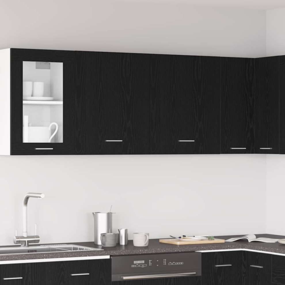 VIDAXL - Hanging Cabinet - Lyon - Oak - Black - 50 x 31 x 60 cm - Image 2