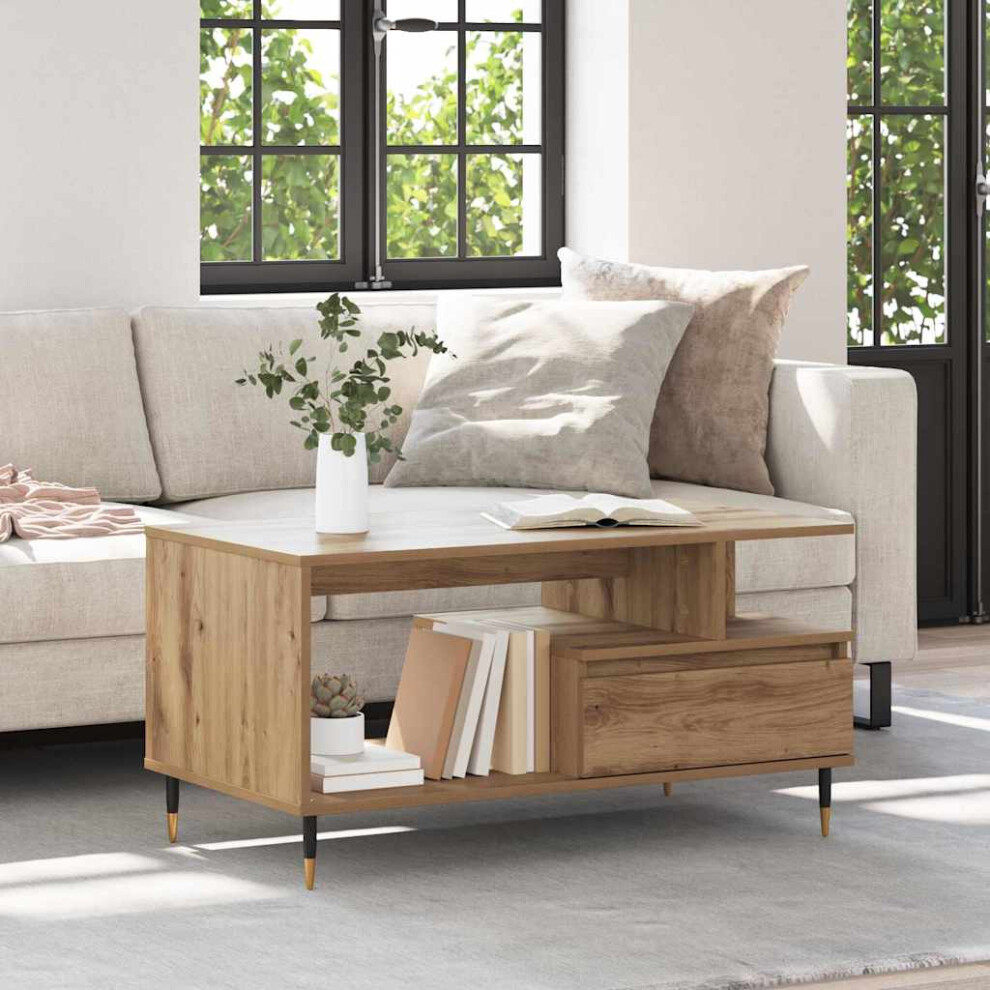 Vidaxl Coffee Table Artisan Oak 90 X 49 X 45 Cm Engineered Wood Brown