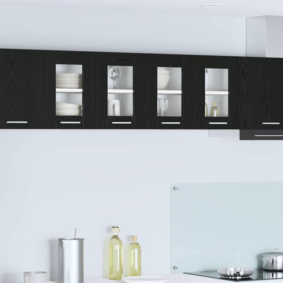 Vidaxl Hanging Cabinet 2 Pcs Black Oak 60 X 31 X 40 Cm Engineered Wood 8721359451023