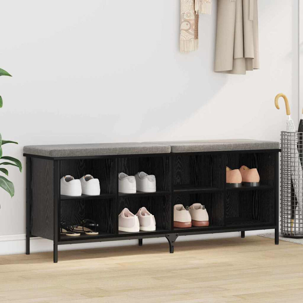 Vidaxl Shoe Cabinet With Shelf With Storage Oak 131 X 35 X 50 Cm Black