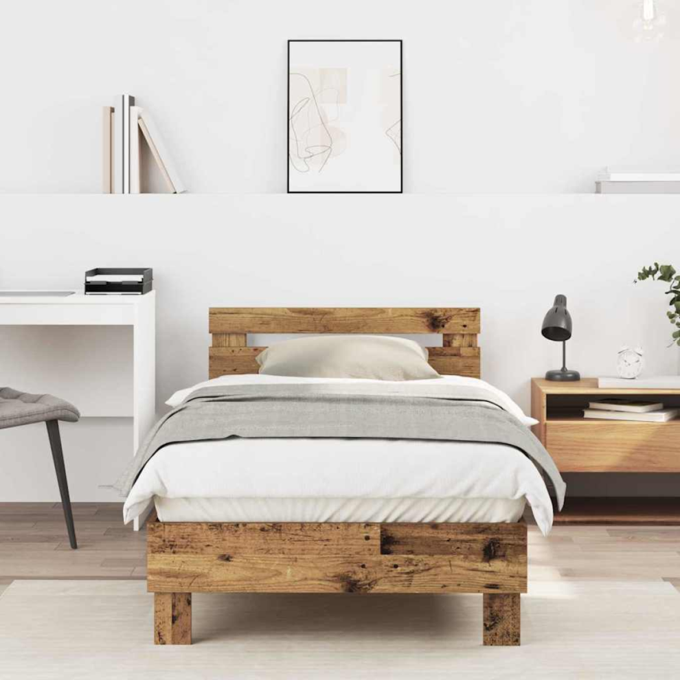 Vidaxl Bed Frame Old Wood 203 X 95 X 70 Cm Engineered Wood