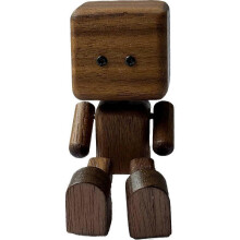 (Smoked, Black Walnut) Magicgift Shaking Feet Wooden Doll,Shaking Wooden Man Figurine,Wood Car Desktop Decoration,Handmade Car Dashboard Accessories