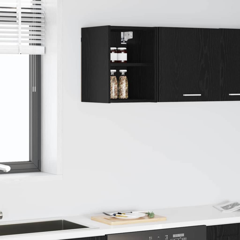 Vidaxl Hanging Cabinet Black Oak 30 X 29.5 X 40 Cm Engineered Wood