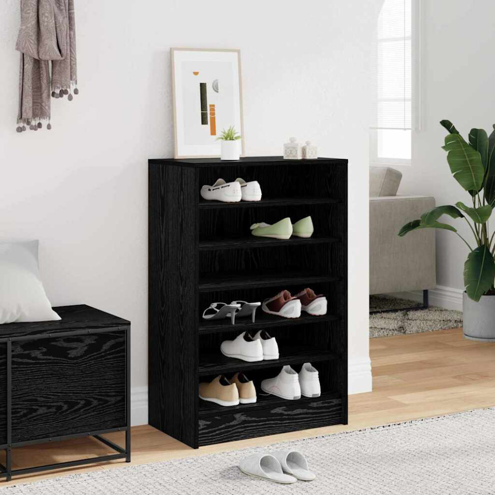 Vidaxl Shoe Cabinet Black Oak 60 X 35 X 92 Cm Engineered Wood
