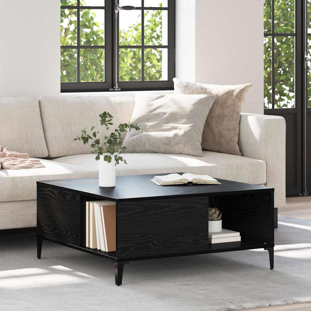 Vidaxl Coffee Table Black Oak 80 X 80 X 36.5 Cm Engineered Wood Black,Brown
