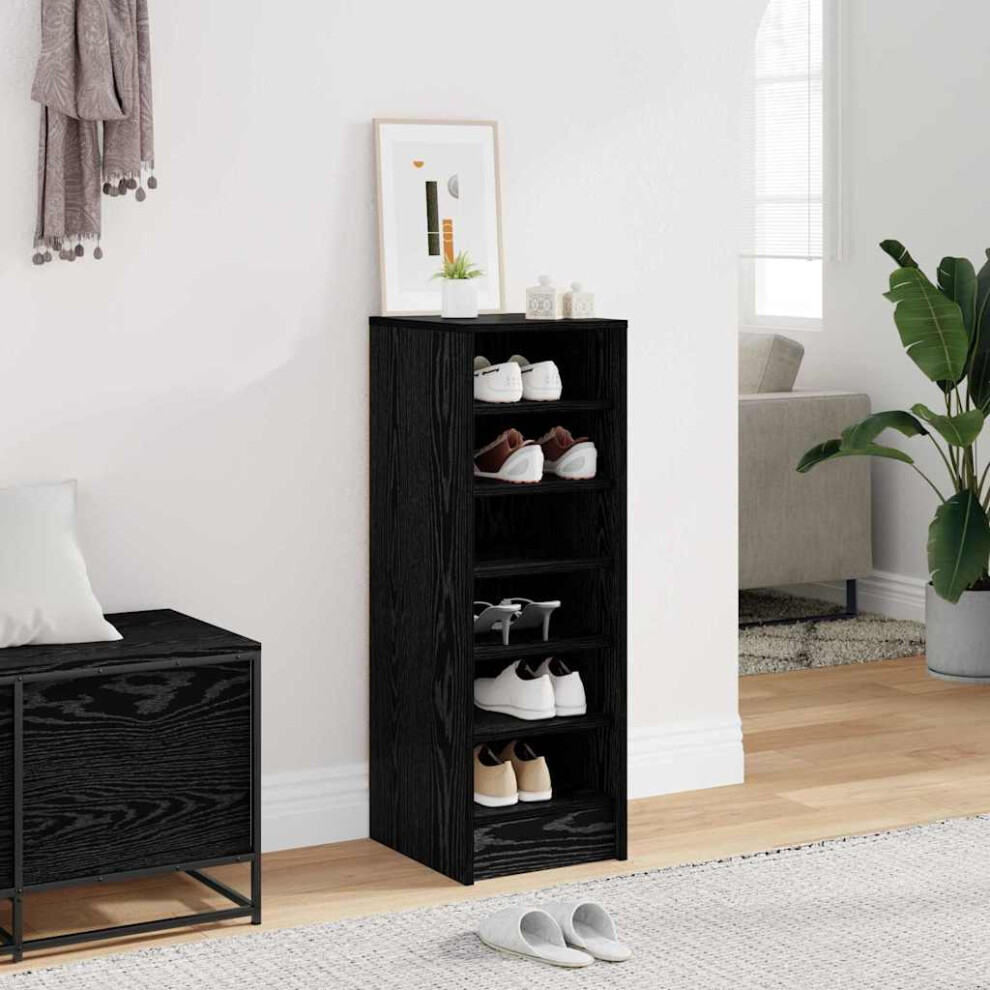 Vidaxl Shoe Cabinet Black Oak 32 X 35 X 90 Cm Engineered Wood