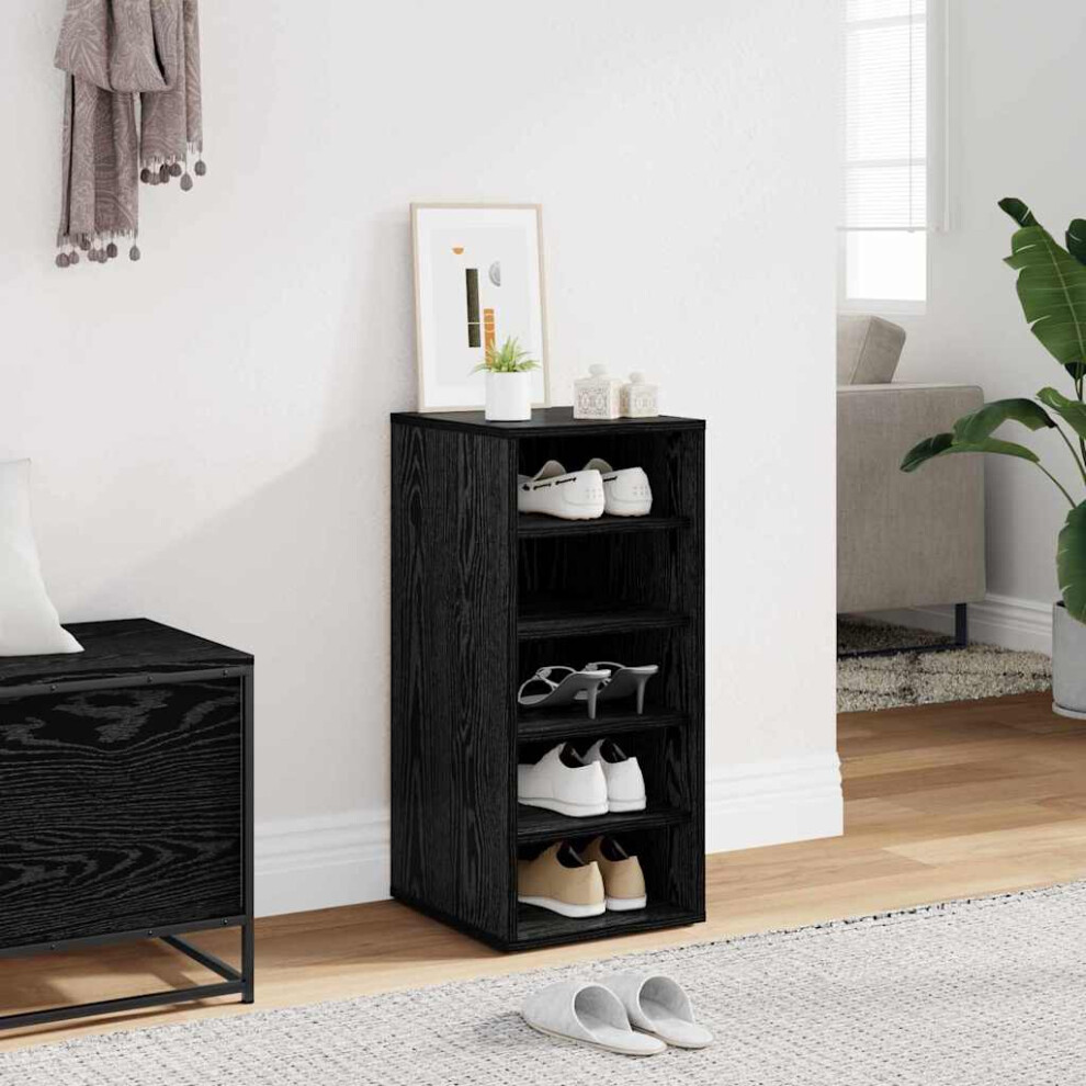Vidaxl Shoe Cabinet Black Oak 32 X 35 X 70 Cm Engineered Wood