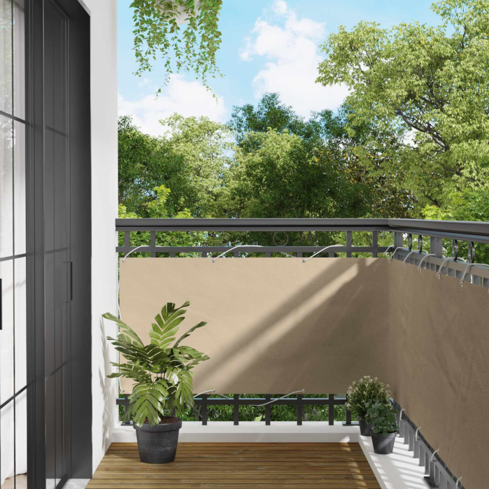 Vidaxl Balcony Screen Beige 75 X 200 Cm Pu Coated Oxford Alu