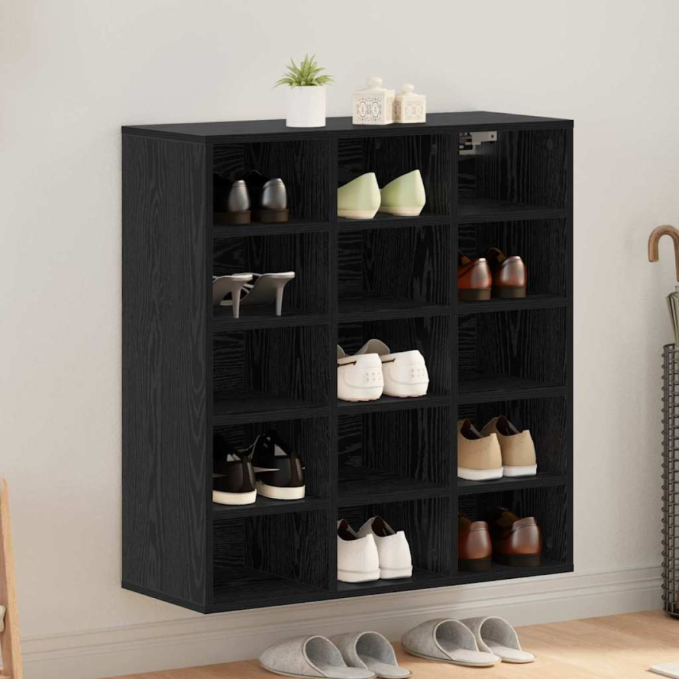 Vidaxl Shoe Cabinet Oak 77.5 X 30 X 83.5 Cm Engineered Wood Black