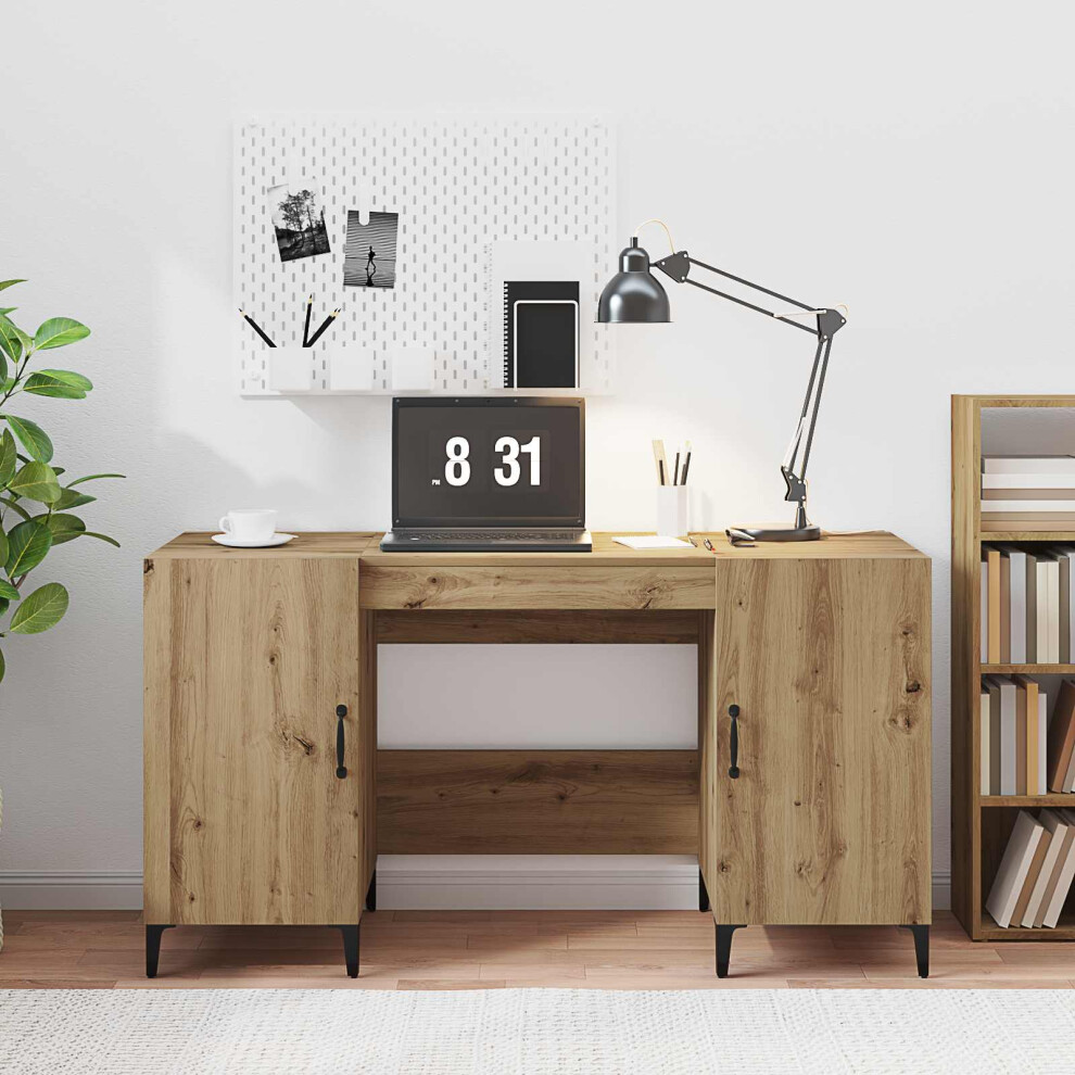 Vidaxl Desk With Storage Artisian Oak 140 X 50 X 75 Cm Engineered Wood