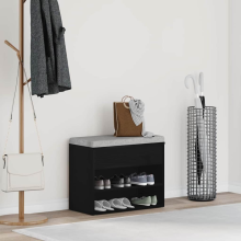 vidaXL Shoe Bench with Shelf Black Oak 60 x 30 x 45 cm Engineered Wood