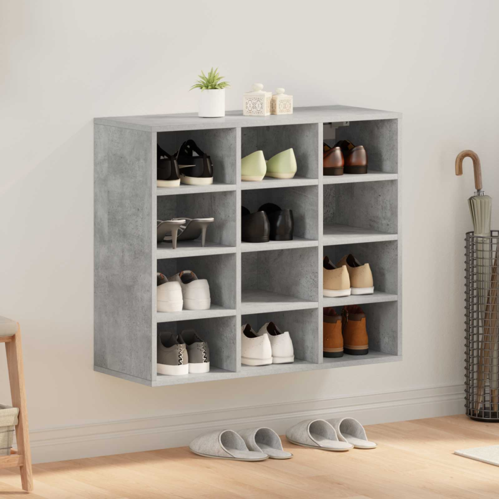 Vidaxl Shoe Cabinet Concrete 77.5 X 30 X 67 Cm Engineered Wood Grey