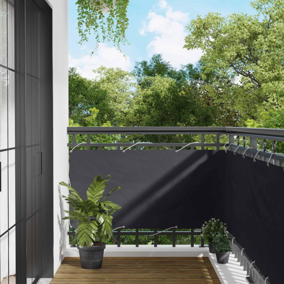 Vidaxl Balcony Screen Black 75 X 200 Cm Pu Coated Oxford Alu