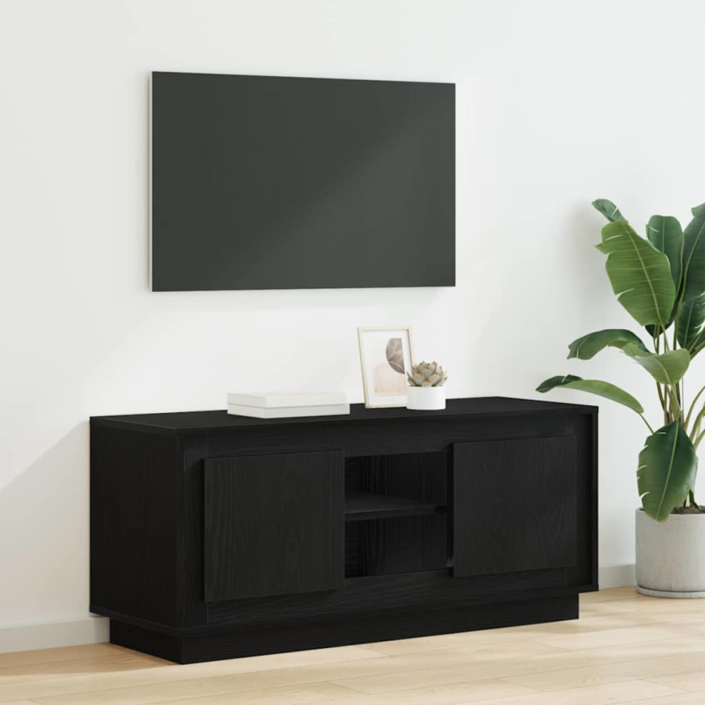 Vidaxl Tv Cabinet Oak 102 X 35 X 45 Cm Engineered Wood Black