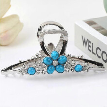 (Flowers) Turquoise Hair Clip,  Turquoise Claw Clips for Women Metal Retro Style