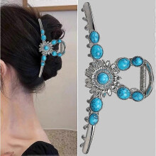 (Turquoise) Turquoise Hair Clip,  Turquoise Claw Clips for Women Metal Retro Style