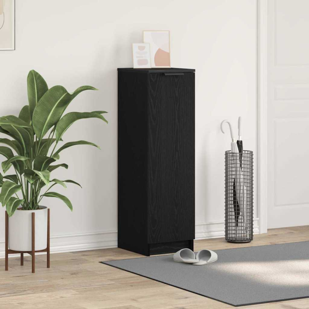 Vidaxl Shoe Cabinet Black Oak 29.5 X 35 X 101 Cm Engineered Wood