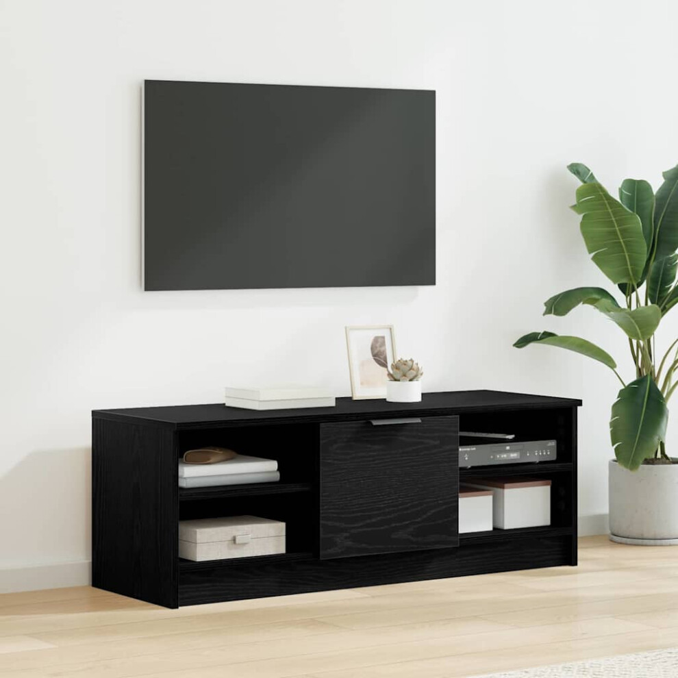 Vidaxl Tv Cabinet Oak 102 X 35 X 36.5 Cm Engineered Wood Black
