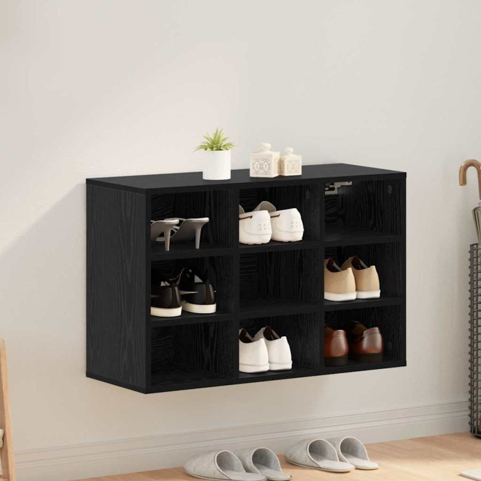 Vidaxl Shoe Cabinet Oak 77.5 X 30 X 51 Cm Engineered Wood Black