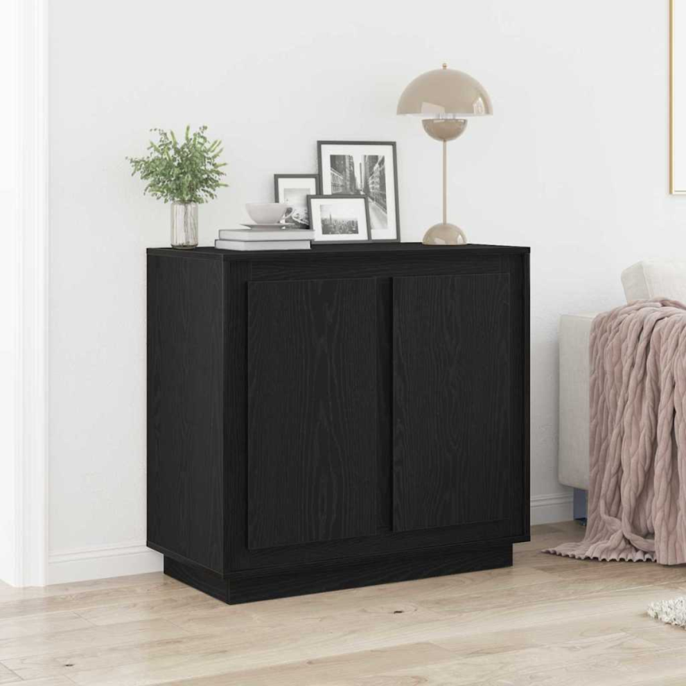 Vidaxl Sideboard Oak 80 X 40 X 75 Cm Engineered Wood Black