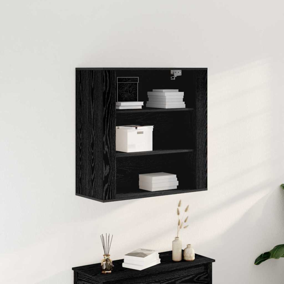 Vidaxl Wall Cabinet Oak 80 X 33 X 80 Cm Engineered Wood Black
