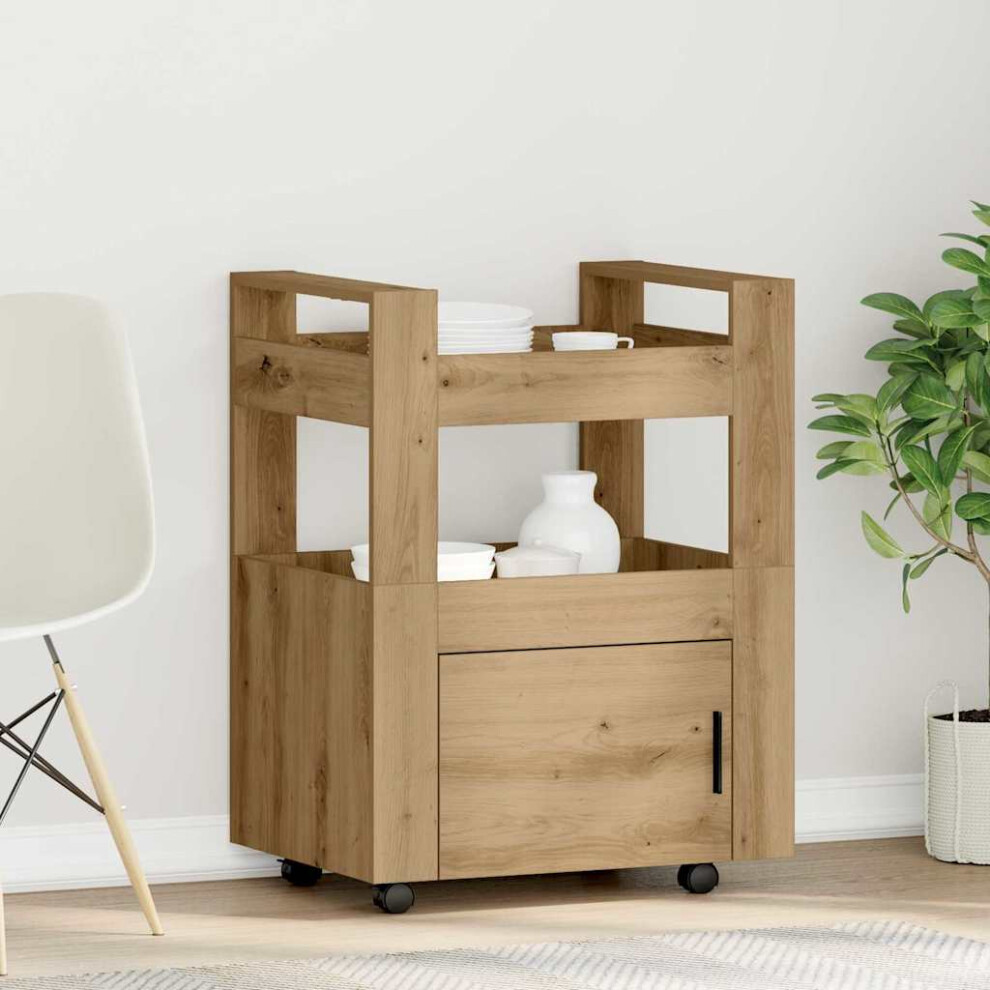 Vidaxl Kitchen Trolley Artisan Oak 60 X 45 X 80 Cm Engineered Wood