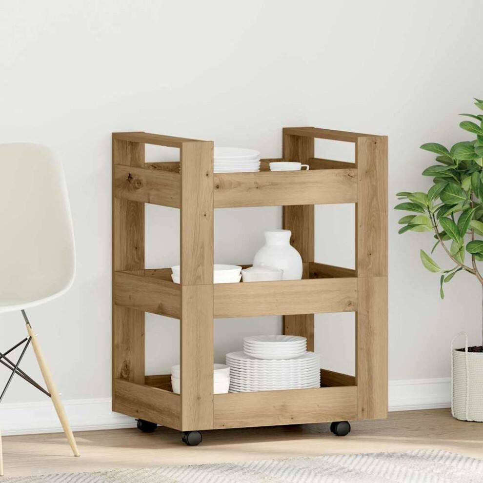 Vidaxl Kitchen Trolley Artisan Oak 60 X 45 X 80 Cm Engineered Wood