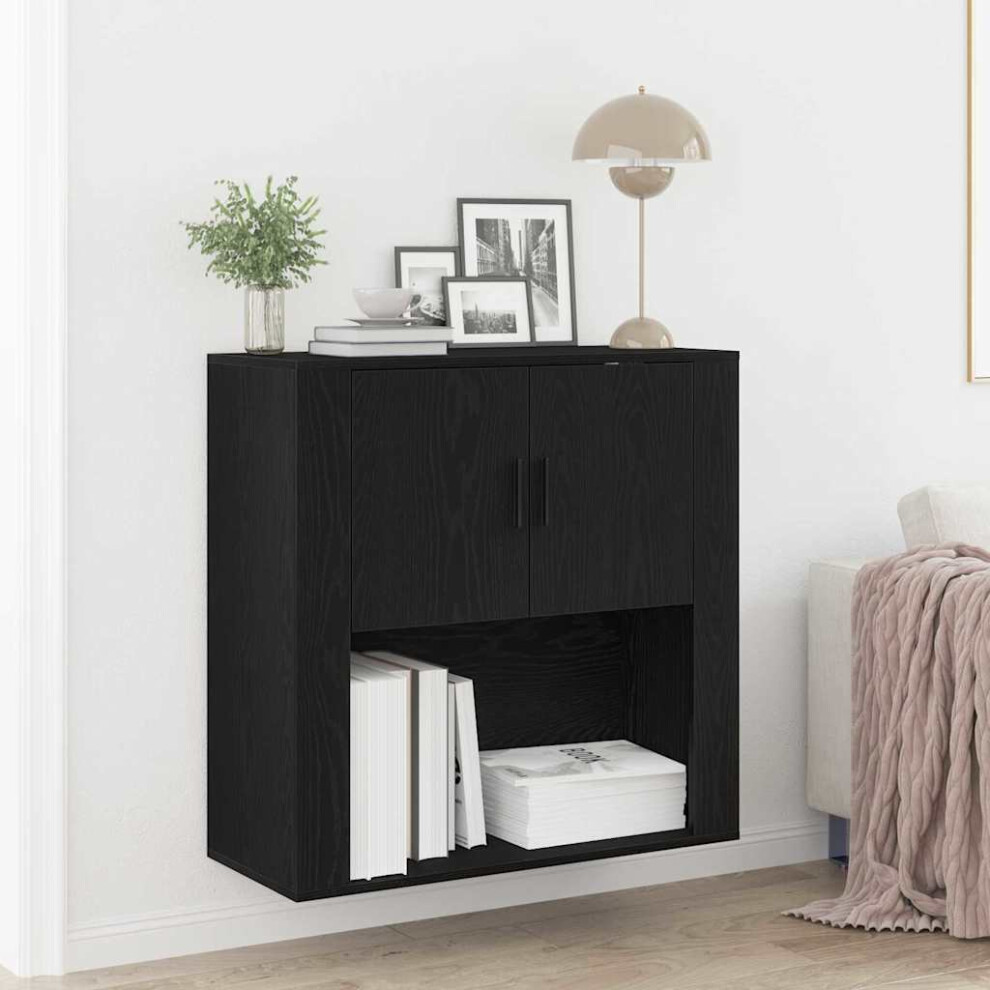 Vidaxl Wall Cabinet Oak 80 X 33 X 80 Cm Engineered Wood Black