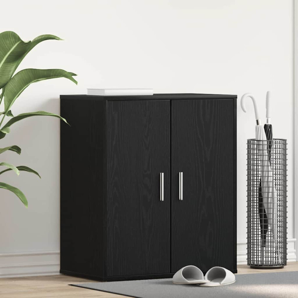 Vidaxl Shoe Cabinet Black Oak 60 X 35 X 70 Cm Engineered Wood