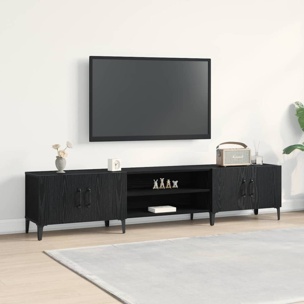 Vidaxl Tv Cabinet Oak 180 X 31.5 X 40 Cm Engineered Wood Black