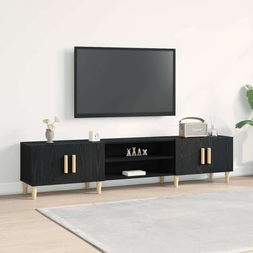 Vidaxl Tv Cabinet Oak 180 X 31.5 X 40 Cm Engineered Wood Black