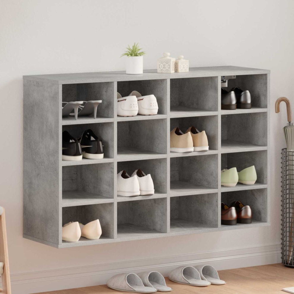 Vidaxl Shoe Cabinet Concrete 103 X 30 X 67 Cm Engineered Wood Grey