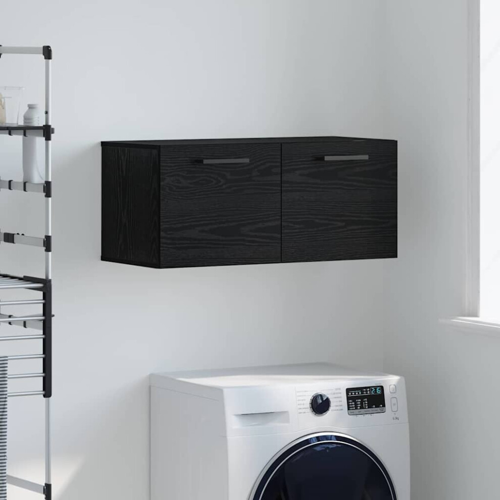 Vidaxl Wall Cabinet Oak 80 X 36.5 X 35 Cm Engineered Wood Black