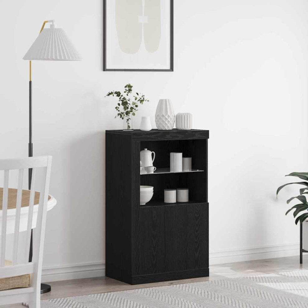Vidaxl Led Sideboard Oak 60.5 X 37 X 100 Cm Engineered Wood Black