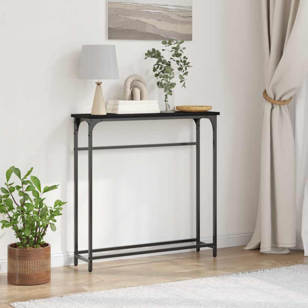 Vidaxl Console Table Oak 75 X 19.5 X 75 Cm Engineered Wood Black