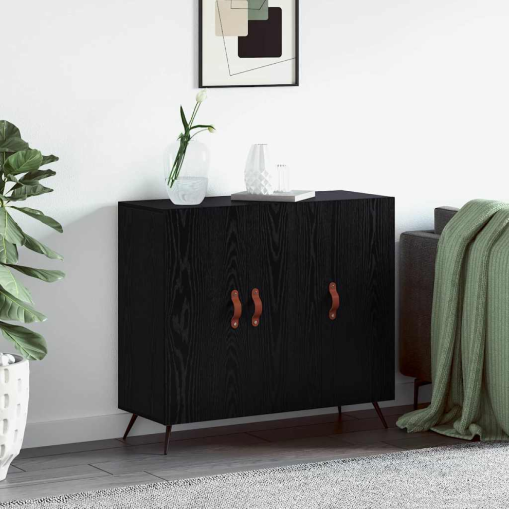 Vidaxl Sideboard Oak 89.5 X 34 X 80 Cm Engineered Wood Black