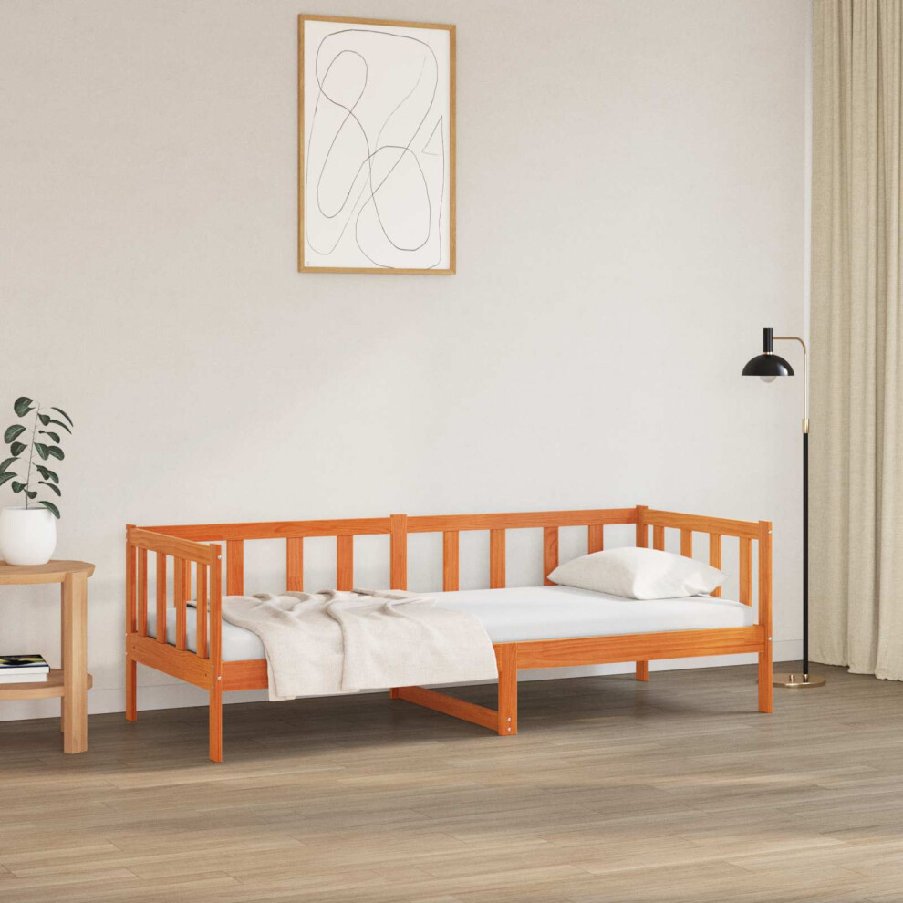 Vidaxl Bed Frame With Headboard Wax Brown 90 X 190 Cm Solid Pine Wood