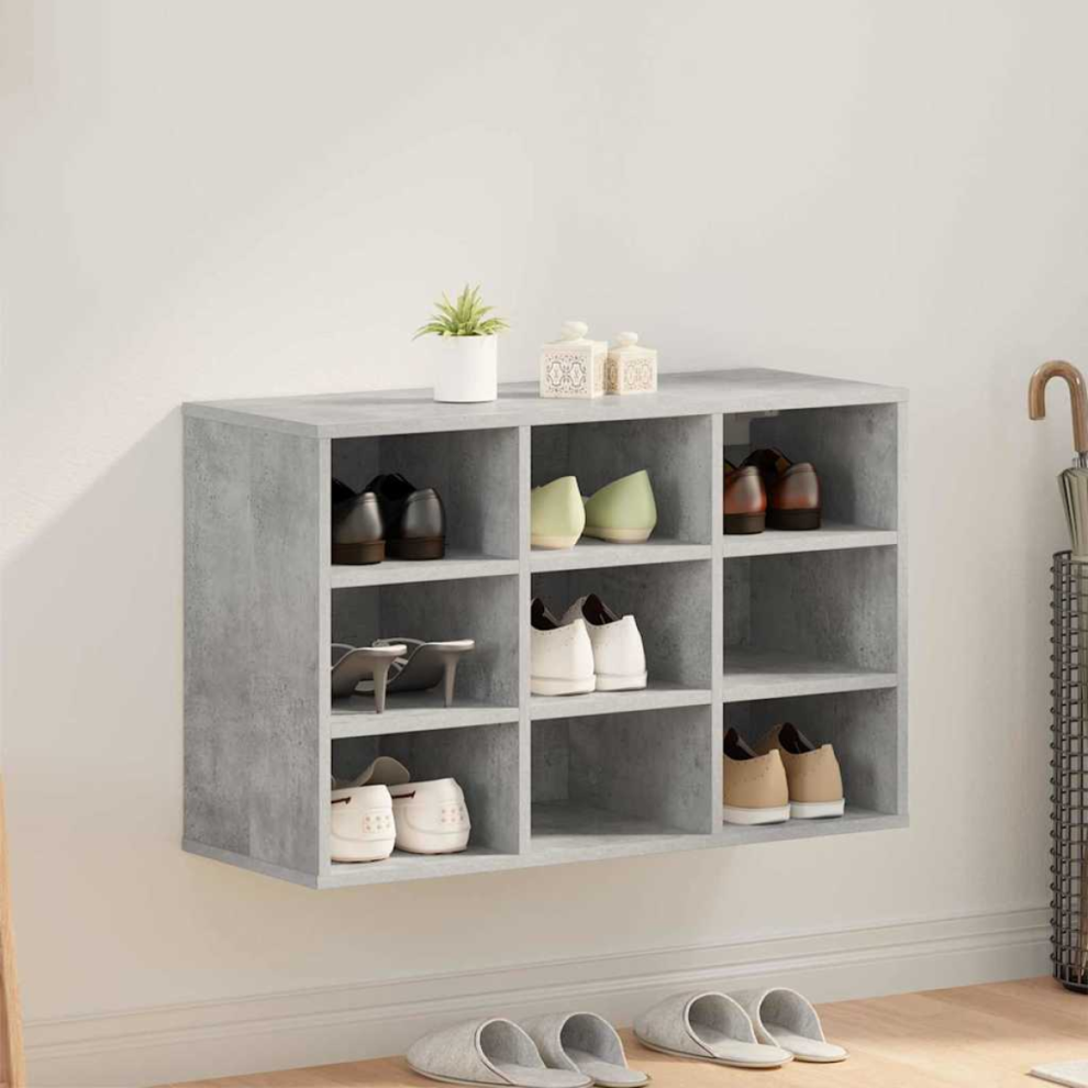 Vidaxl Shoe Cabinet Concrete 77.5 X 30 X 51 Cm Engineered Wood Grey