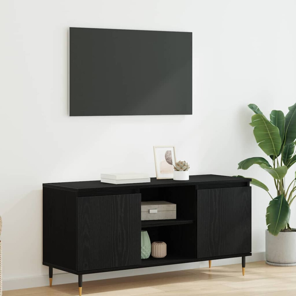 Vidaxl Tv Cabinet Oak 104 X 35 X 50 Cm Engineered Wood Black